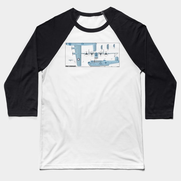 PB2Y Coronado American WW2 Flying Boat Diagrams Gift Baseball T-Shirt by Battlefields